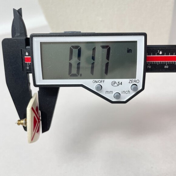 Vintage 80's Earrings‎ Graphic Bright Statement Red Geometric Asian Artsy - Picture 8 of 8